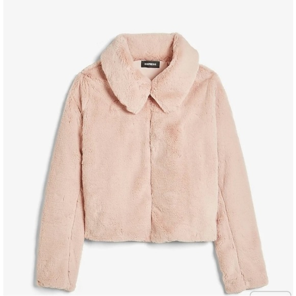 Express Pink Faux Fur Jacket Size M NWOT - Picture 4 of 15